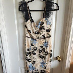Lulu's Cream Embroidered Sequin Bodycon Dress